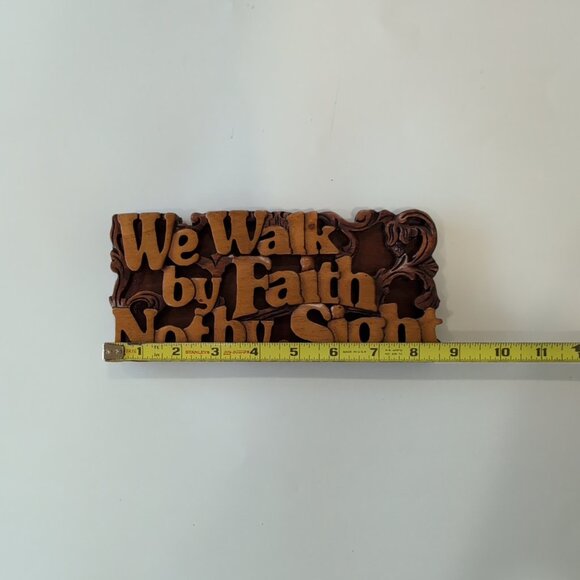 Handmade Walk By Faith Wooden Sign Scroll Saw Art - Picture 3 of 5